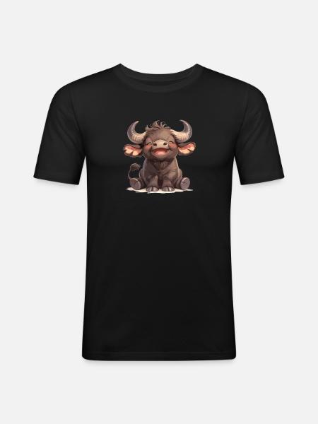 Buffalos Buffalo Büffel - Men's Slim Fit T-Shirt - black