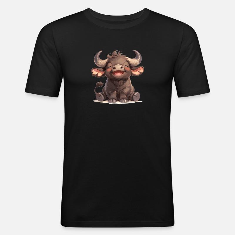 Buffalos Buffalo Büffel - Männer Slim Fit T-Shirt - Schwarz