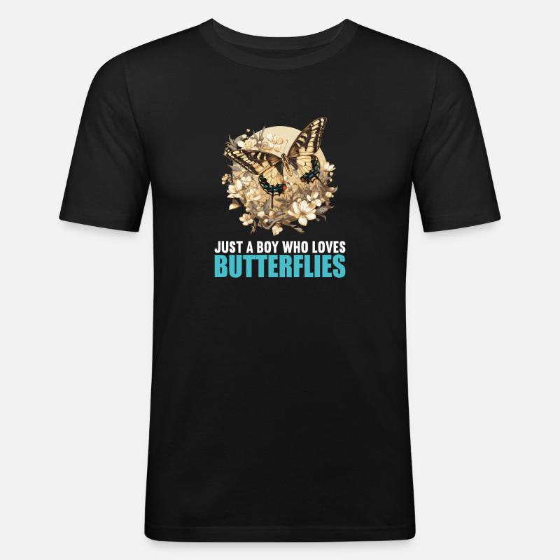 Butterfly Schmetterlinge Schmetterling - Männer Slim Fit T-Shirt - Schwarz
