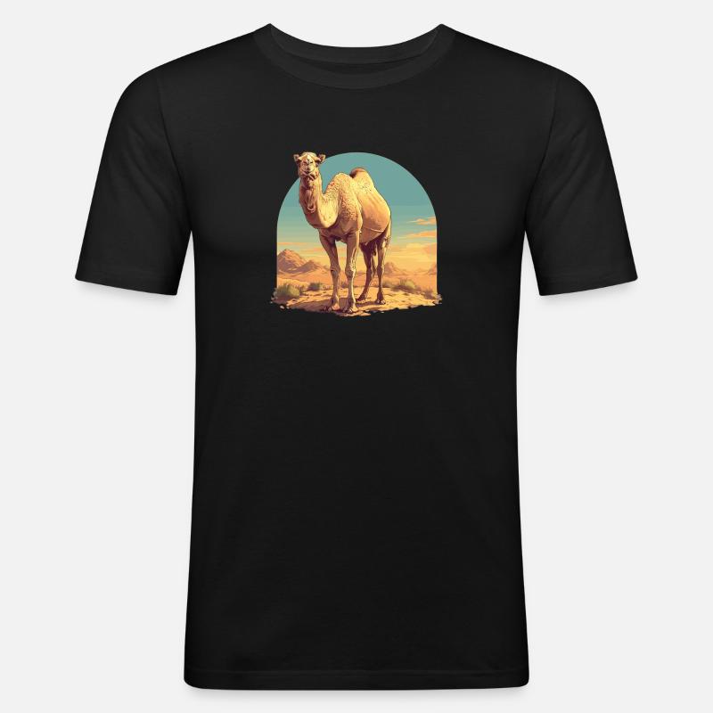 Camel Kamele Kamel - Männer Slim Fit T-Shirt - Schwarz