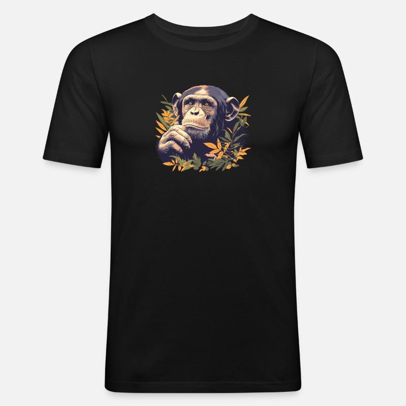 Chimpanzee Schimpansen Schimpanse - Männer Slim Fit T-Shirt - Schwarz
