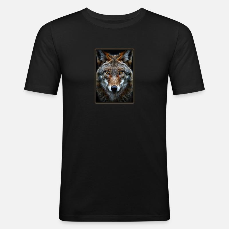 Kojoten Kojote - Männer Slim Fit T-Shirt - Schwarz