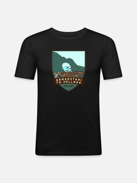 De Arnarstapi à Hellnar – Islande - T-shirt près du corps Homme - noir