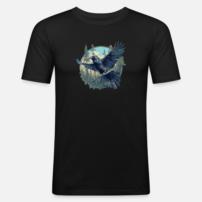 Krähen Krähe - Männer Slim Fit T-Shirt - Schwarz
