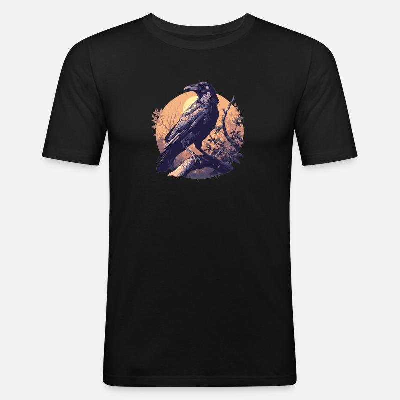 Krähen Krähe - Männer Slim Fit T-Shirt - Schwarz