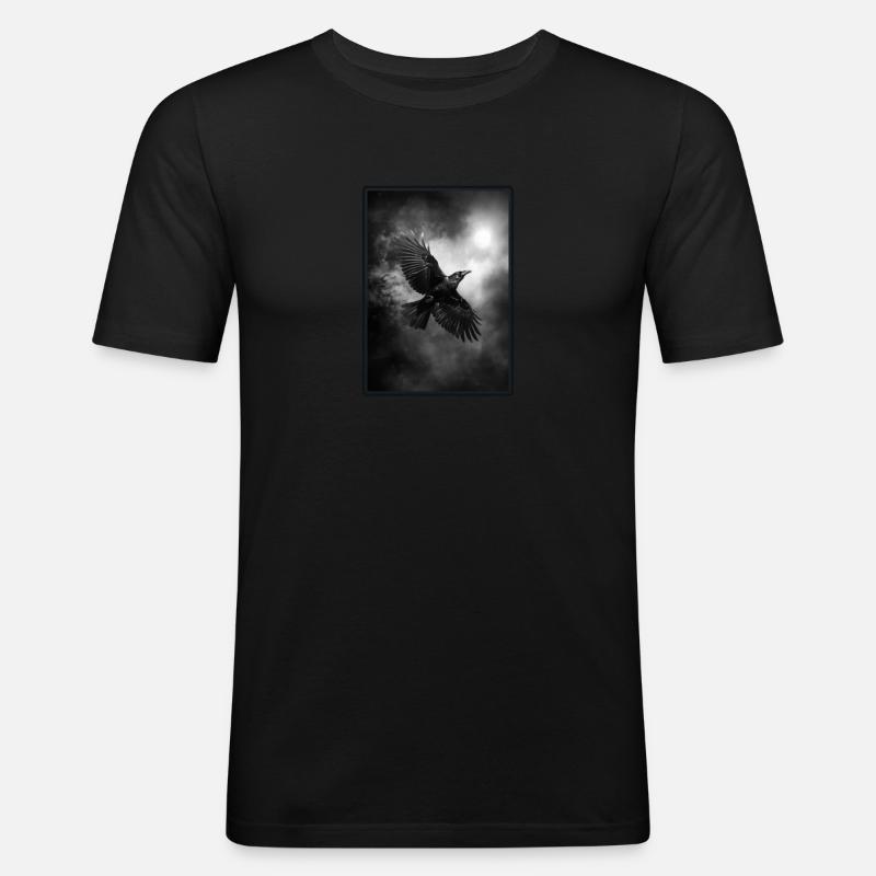 Krähen Krähe - Männer Slim Fit T-Shirt - Schwarz