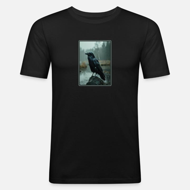 Krähen Krähe - Männer Slim Fit T-Shirt - Schwarz