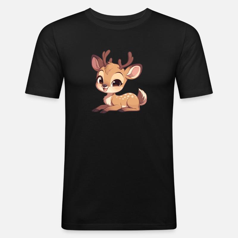 Hirsche Hirsch - Männer Slim Fit T-Shirt - Schwarz