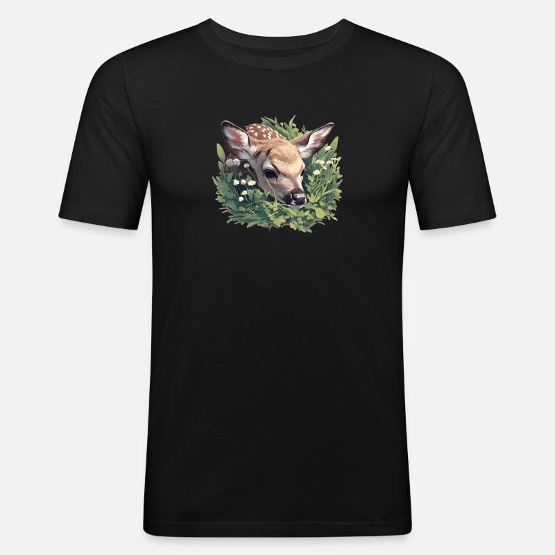 Hirsche Hirsch - Männer Slim Fit T-Shirt - Schwarz