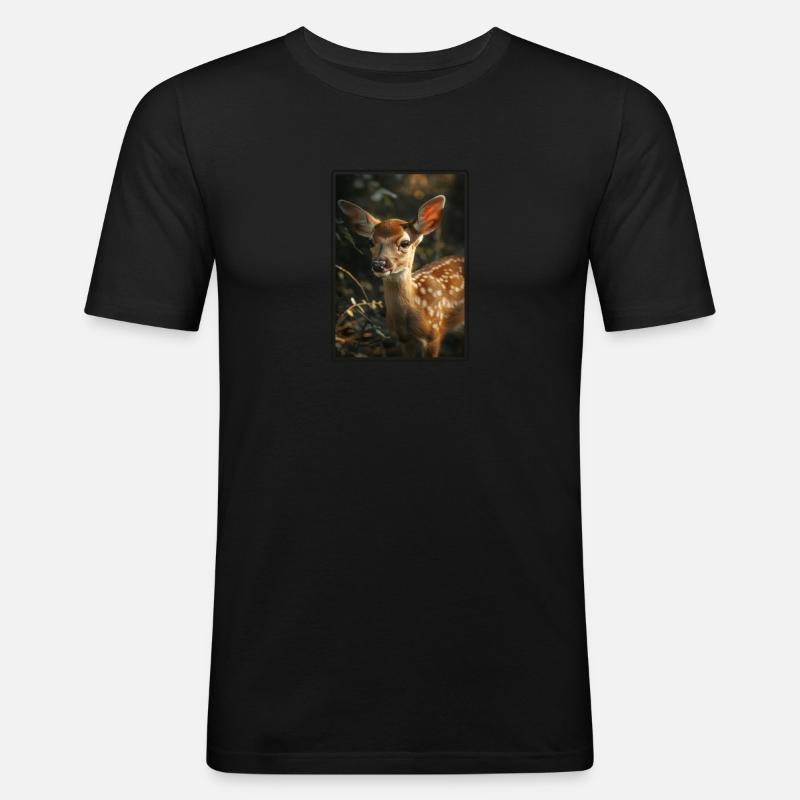 Hirsche Hirsch - Männer Slim Fit T-Shirt - Schwarz