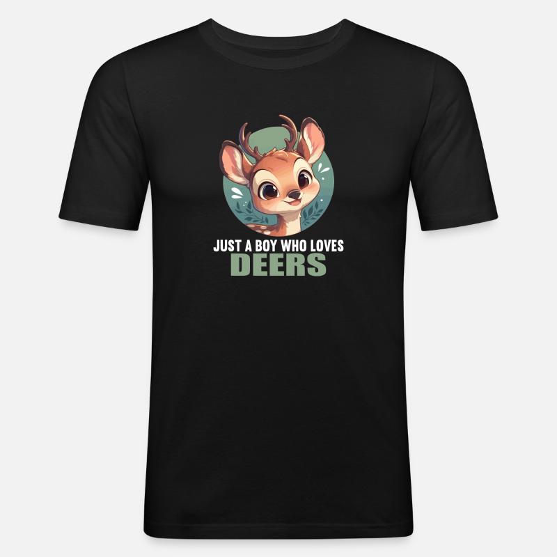 Hirsche Hirsch - Männer Slim Fit T-Shirt - Schwarz