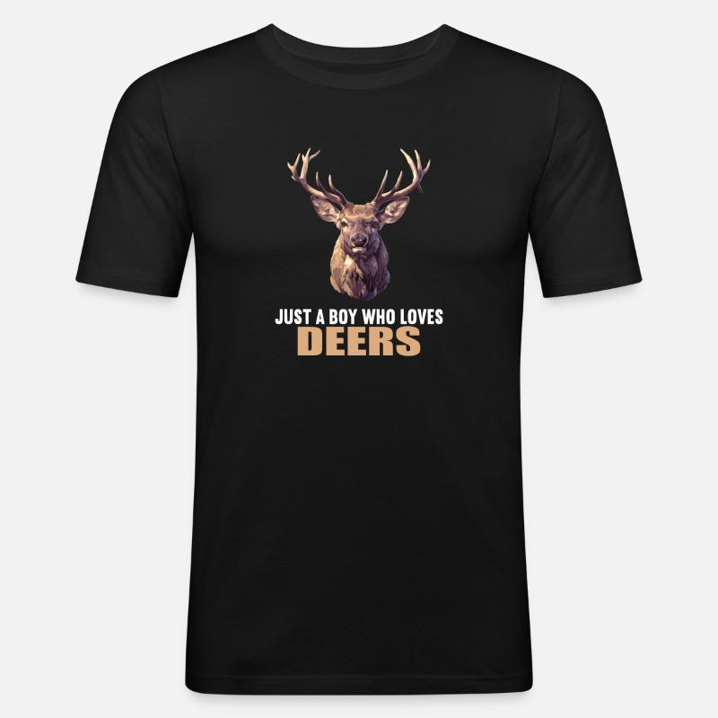 Hirsche Hirsch - Männer Slim Fit T-Shirt - Schwarz
