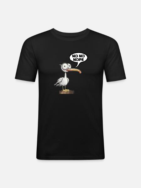 Fun Be Seagull No - Men's Slim Fit T-Shirt - black