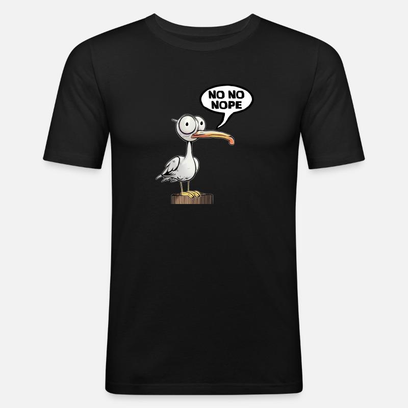 Spass Sei Möwe nein - Männer Slim Fit T-Shirt - Schwarz
