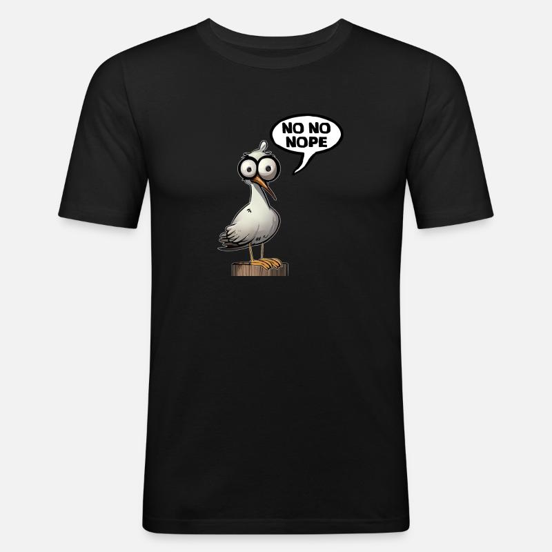 Sei Möwe nein - Männer Slim Fit T-Shirt - Schwarz