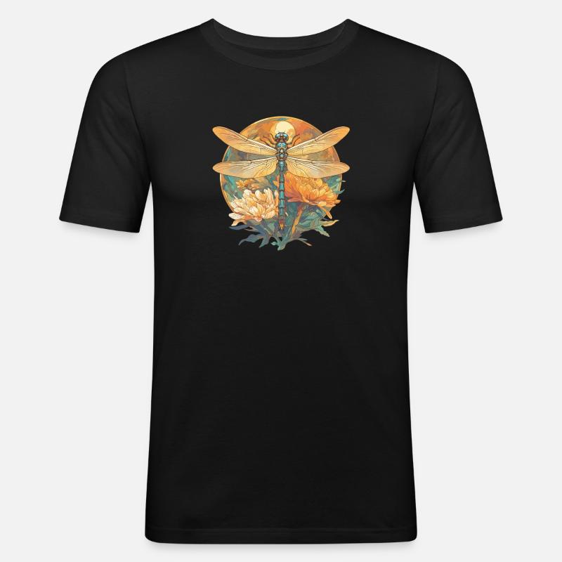 Libellen Libelle - Männer Slim Fit T-Shirt - Schwarz
