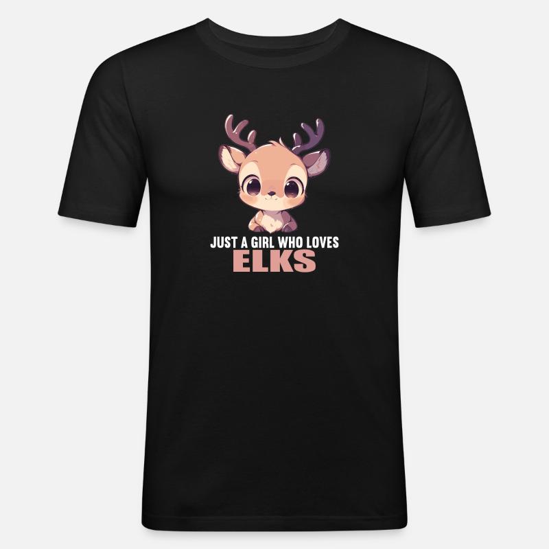 Elche Elch - Männer Slim Fit T-Shirt - Schwarz