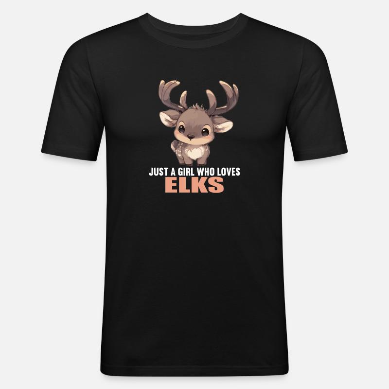 Elche Elch - Männer Slim Fit T-Shirt - Schwarz