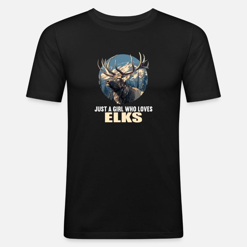 Elche Elch - Männer Slim Fit T-Shirt - Schwarz