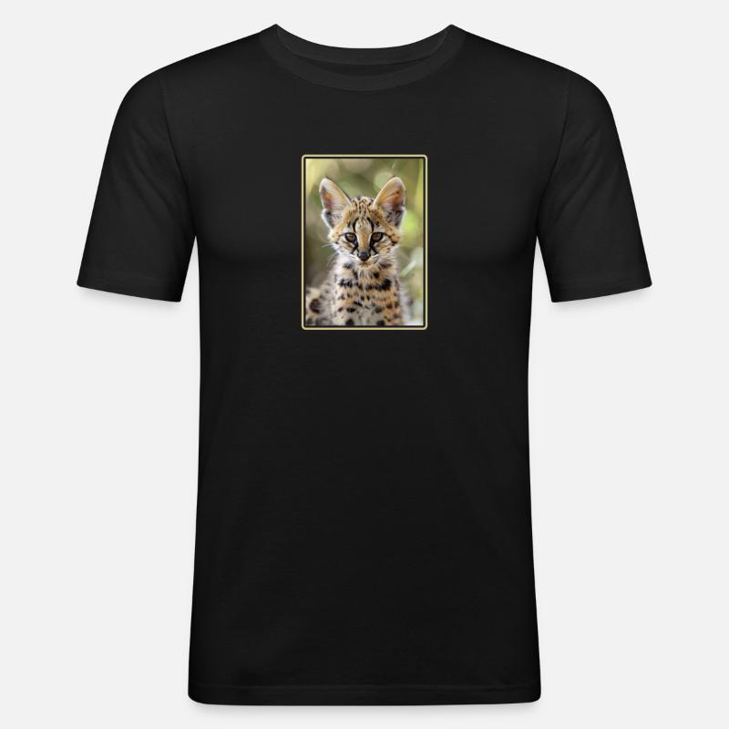 Servale Serval - Männer Slim Fit T-Shirt - Schwarz