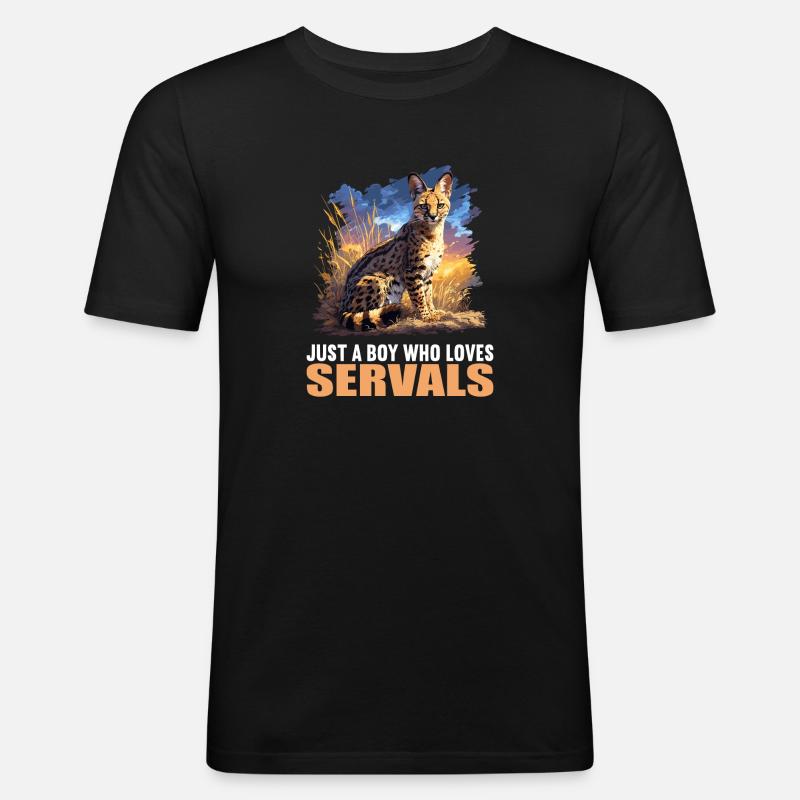 Servale Serval - Männer Slim Fit T-Shirt - Schwarz