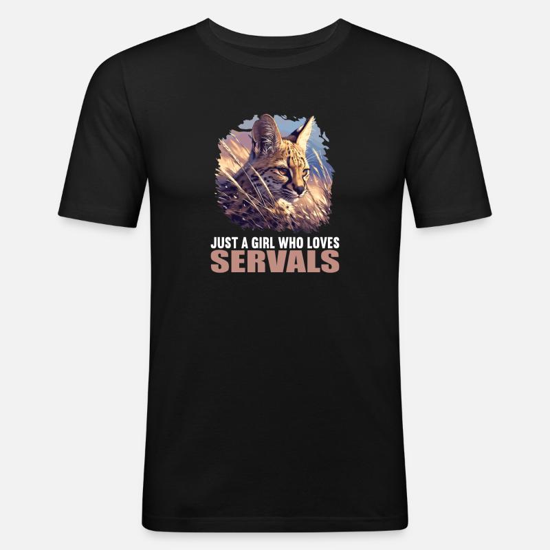 Servale Serval - Männer Slim Fit T-Shirt - Schwarz