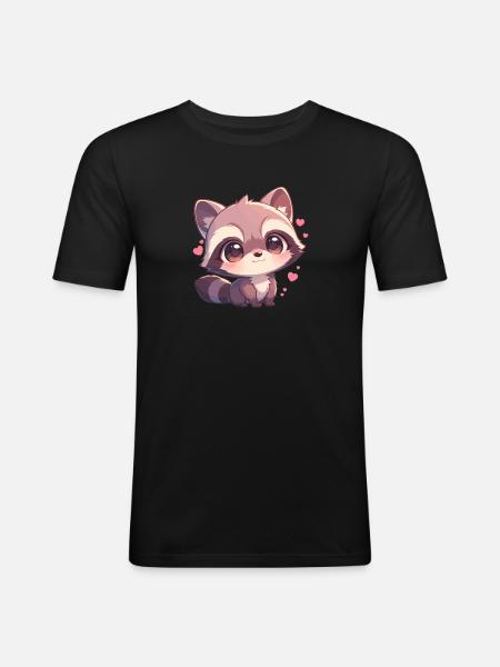 Waschbären Waschbär - Männer Slim Fit T-Shirt - Schwarz