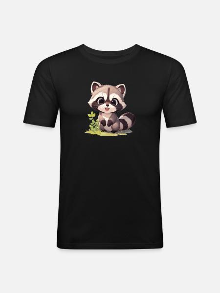 Waschbären Waschbär - Männer Slim Fit T-Shirt - Schwarz