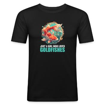 poisson rouge - T-shirt près du corps Homme - noir - Devant - Nik (191cm)