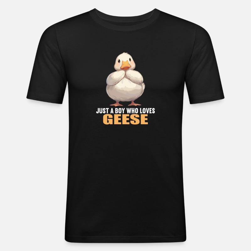 Gänse Gans - Männer Slim Fit T-Shirt - Schwarz
