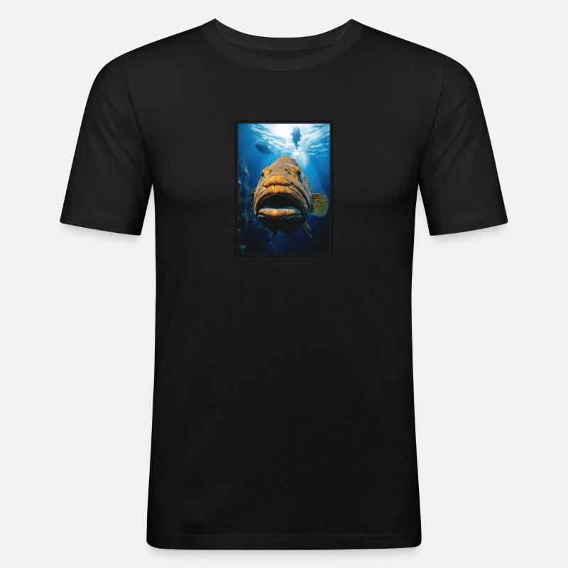 Zackenbarsche Zackenbarsch - Männer Slim Fit T-Shirt - Schwarz