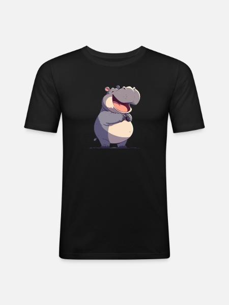 Nilpferd Flußpferd - Männer Slim Fit T-Shirt - Schwarz