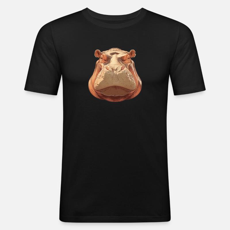 Nilpferd Flußpferd - Männer Slim Fit T-Shirt - Schwarz
