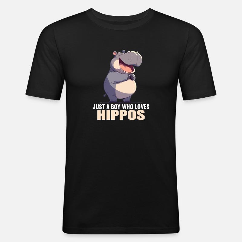 Nilpferd Flußpferd - Männer Slim Fit T-Shirt - Schwarz