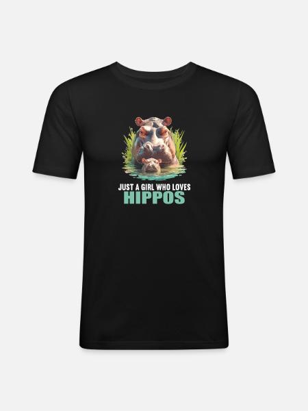 Nilpferd Flußpferd - Männer Slim Fit T-Shirt - Schwarz
