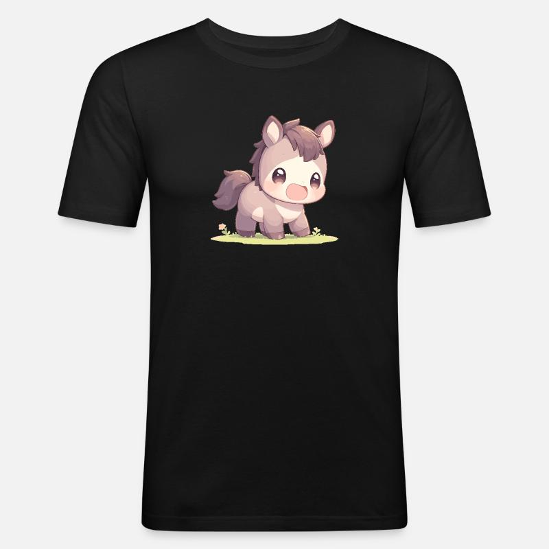 Pferde Pferd - Männer Slim Fit T-Shirt - Schwarz
