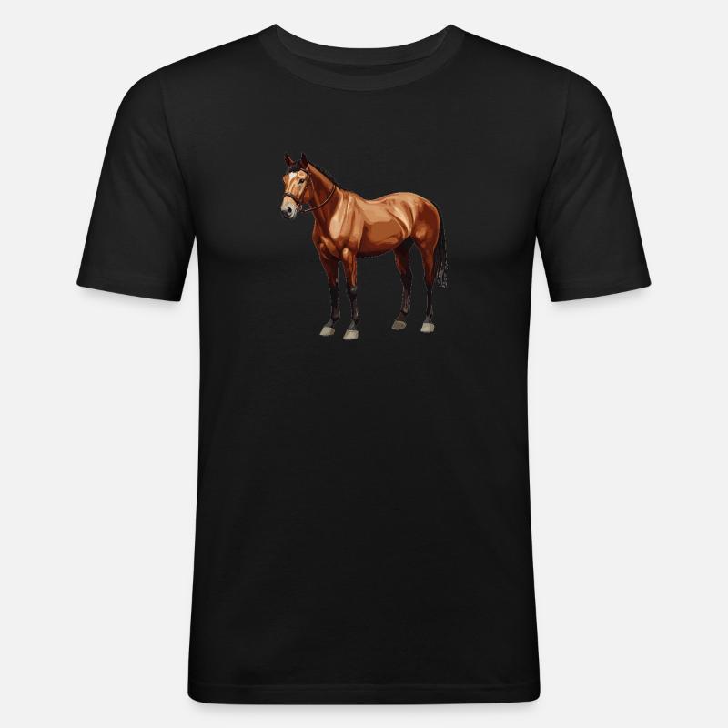 Pferde Pferd - Männer Slim Fit T-Shirt - Schwarz