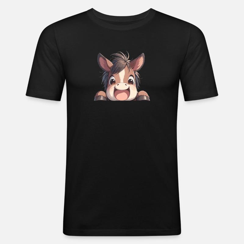 Pferde Pferd - Männer Slim Fit T-Shirt - Schwarz