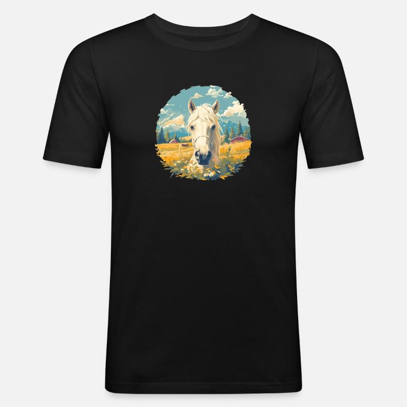 Pferde Pferd - Männer Slim Fit T-Shirt - Schwarz