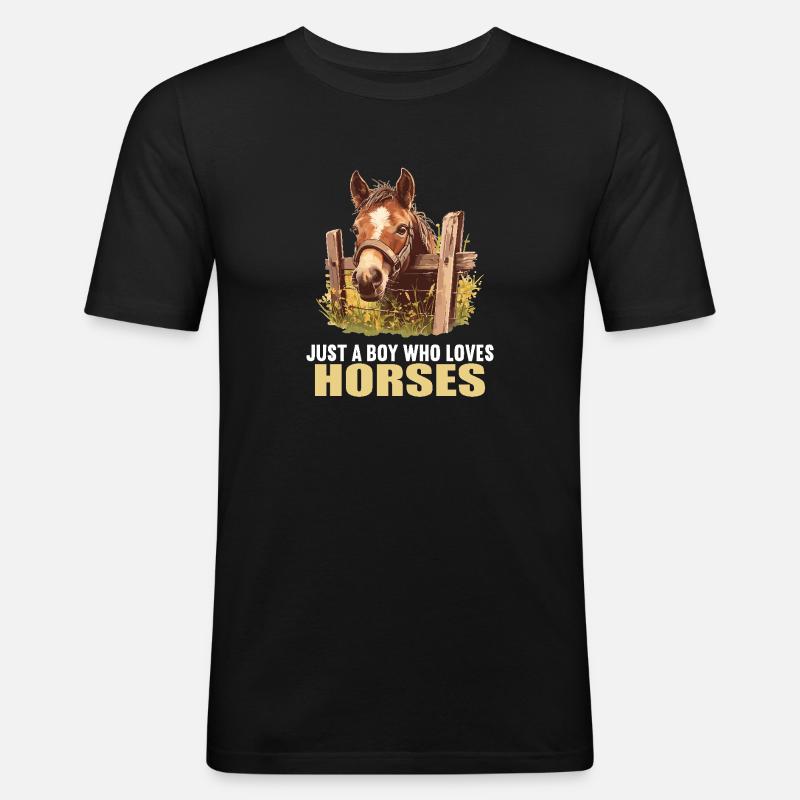 Pferde Pferd - Männer Slim Fit T-Shirt - Schwarz