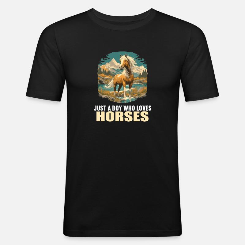 Pferde Pferd - Männer Slim Fit T-Shirt - Schwarz