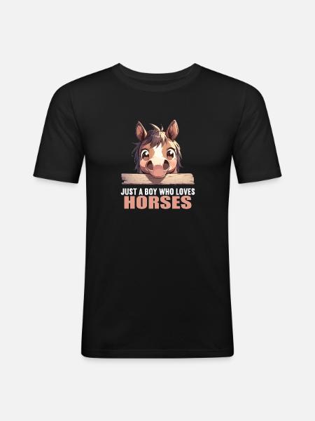 Pferde Pferd - Männer Slim Fit T-Shirt - Schwarz