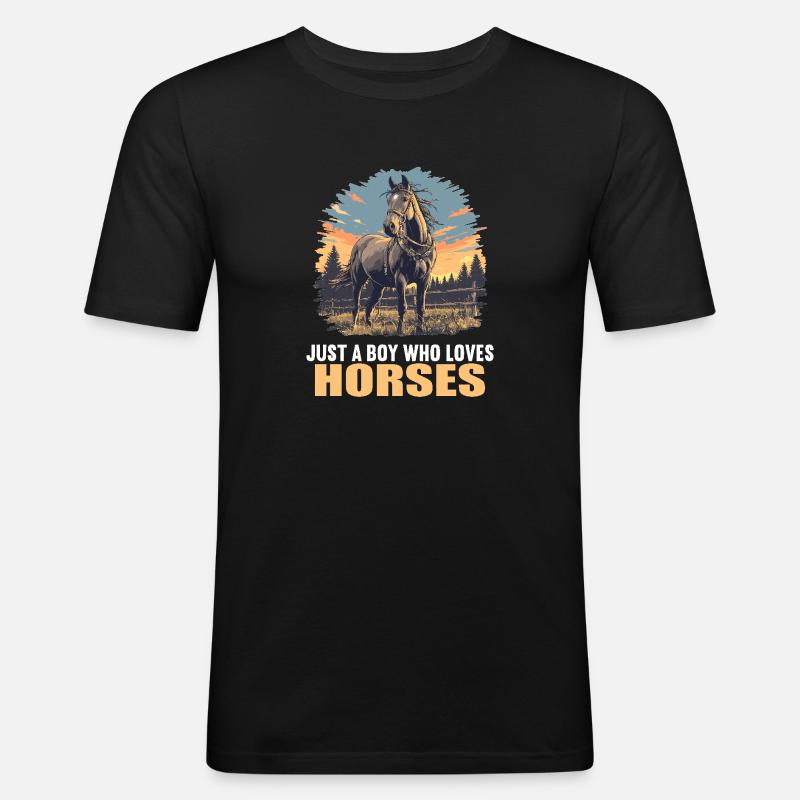 Pferde Pferd - Männer Slim Fit T-Shirt - Schwarz