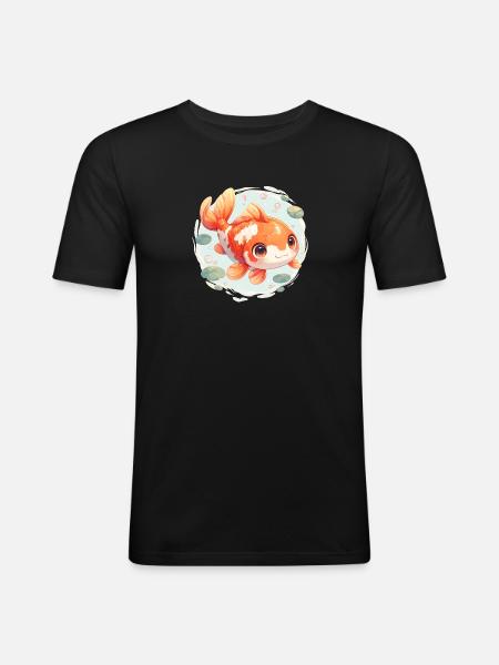 Kois Koi Karpfen - Männer Slim Fit T-Shirt - Schwarz