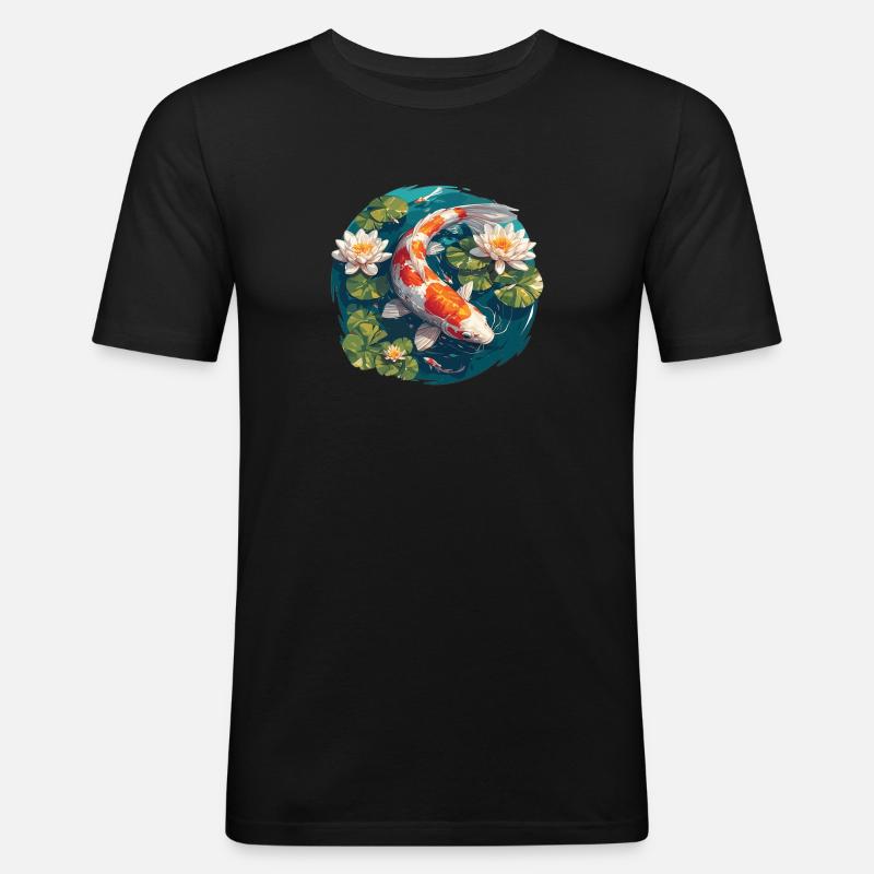 Kois Koi Karpfen - Männer Slim Fit T-Shirt - Schwarz