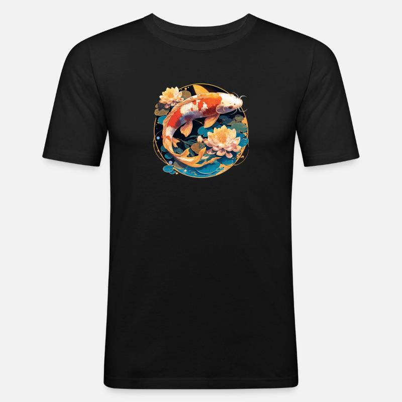 Kois Koi Karpfen - Männer Slim Fit T-Shirt - Schwarz