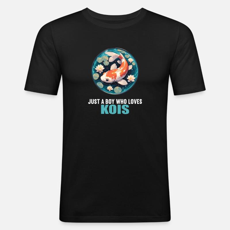 Kois Koi Karpfen - Männer Slim Fit T-Shirt - Schwarz