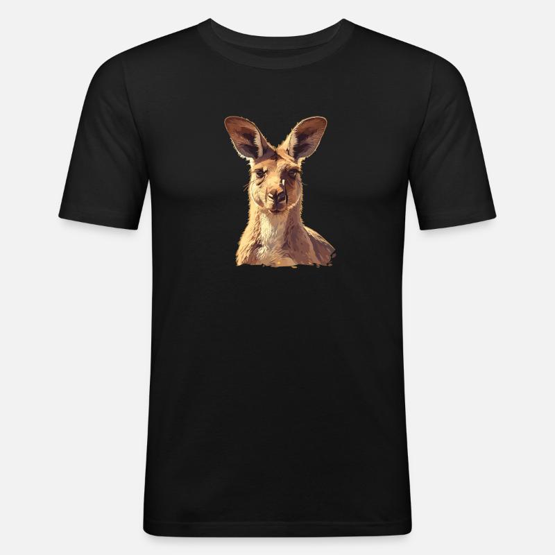 Kängurus Känguru - Männer Slim Fit T-Shirt - Schwarz