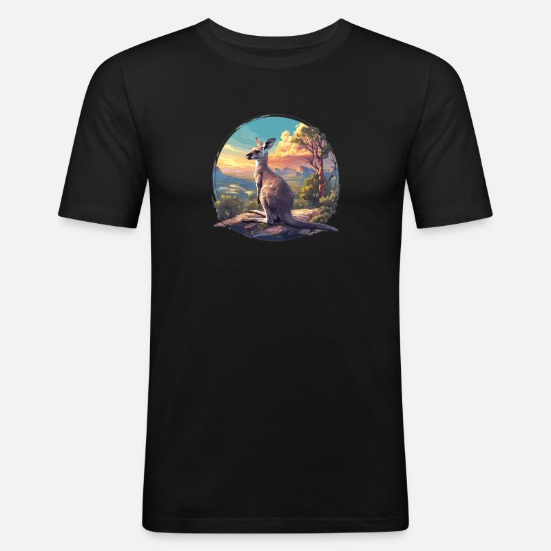 Kängurus Känguru - Männer Slim Fit T-Shirt - Schwarz