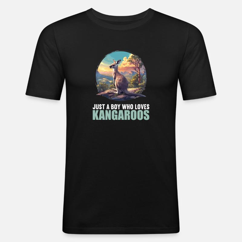 Kängurus Känguru - Männer Slim Fit T-Shirt - Schwarz